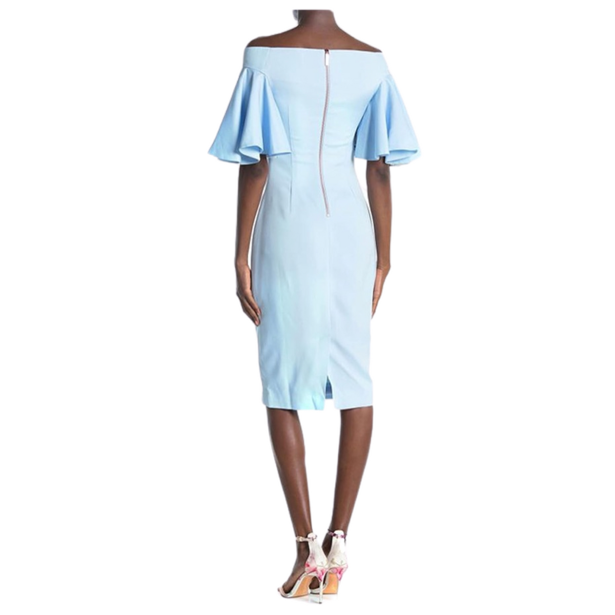 Ted Baker London Pale Blue Floral Lauraen Off Shoulder Dress Ted