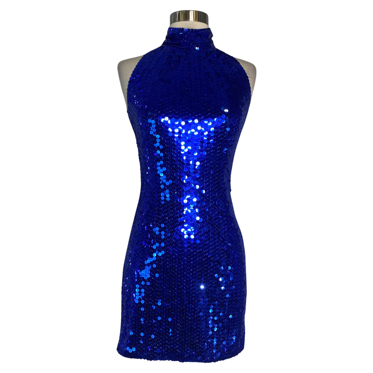 slim fit dress slacks Royal Blue Sequin Lace-Up Short Cocktail Gown – Dreamdressy main image 1