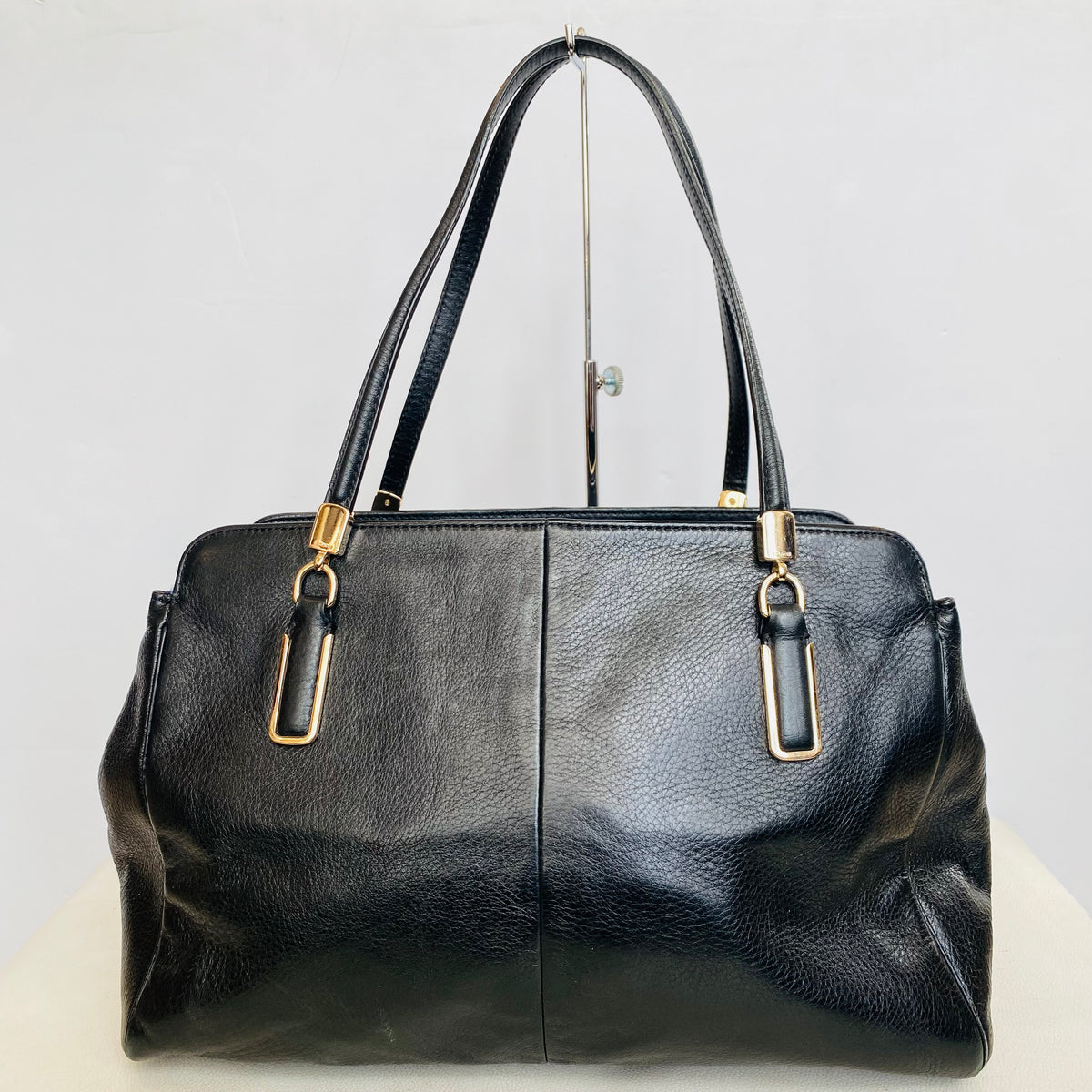 COACH Madison Kimberly CarryAll Pebbled Leather Black Handbag