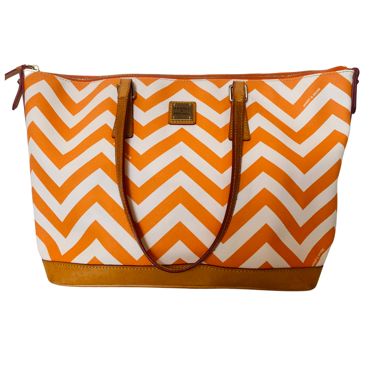 DOONEY BOURKE Orange White Chevron Tote Style Exchange Boutique PGH