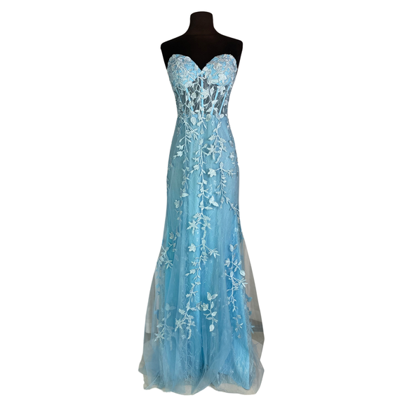BOUTIQUE Long Strapless Gown Blue Size 4