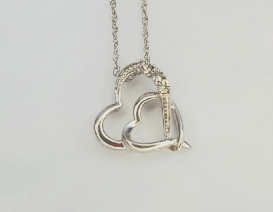 Necklace 925 Two Piece Heart Pendant 925 Sterling Silver