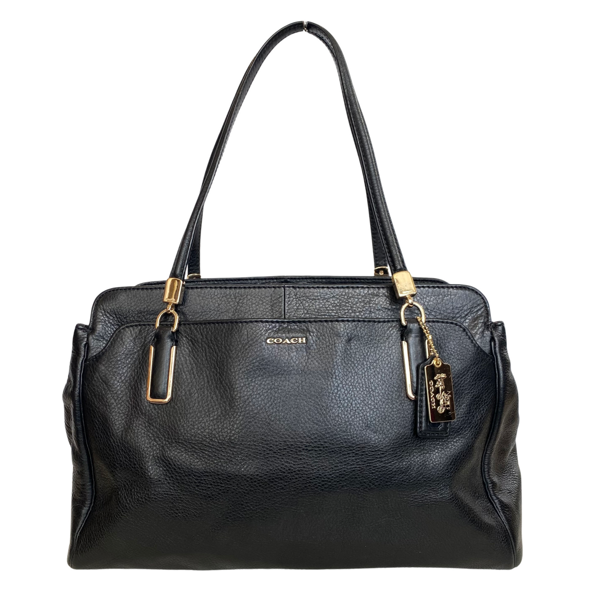 COACH Madison Kimberly CarryAll Pebbled Leather Black Handbag