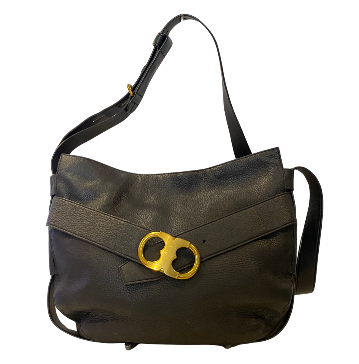 TORY BURCH Black Leather Gemini Link Shoulder Bag – Style