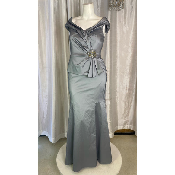 DAVID MEISTER Long Gown Silver Size 12 NWT