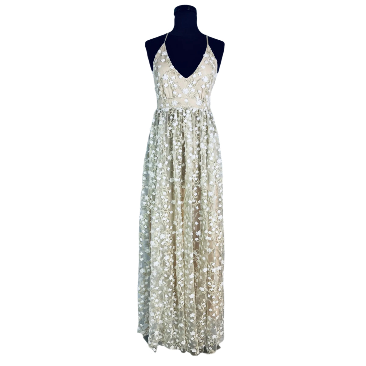 fitted lace wedding dress ALTAR'D STATE Caledonia Maxi Dress Ivory/Nude Size XS – Style Exchange  Boutique PGH