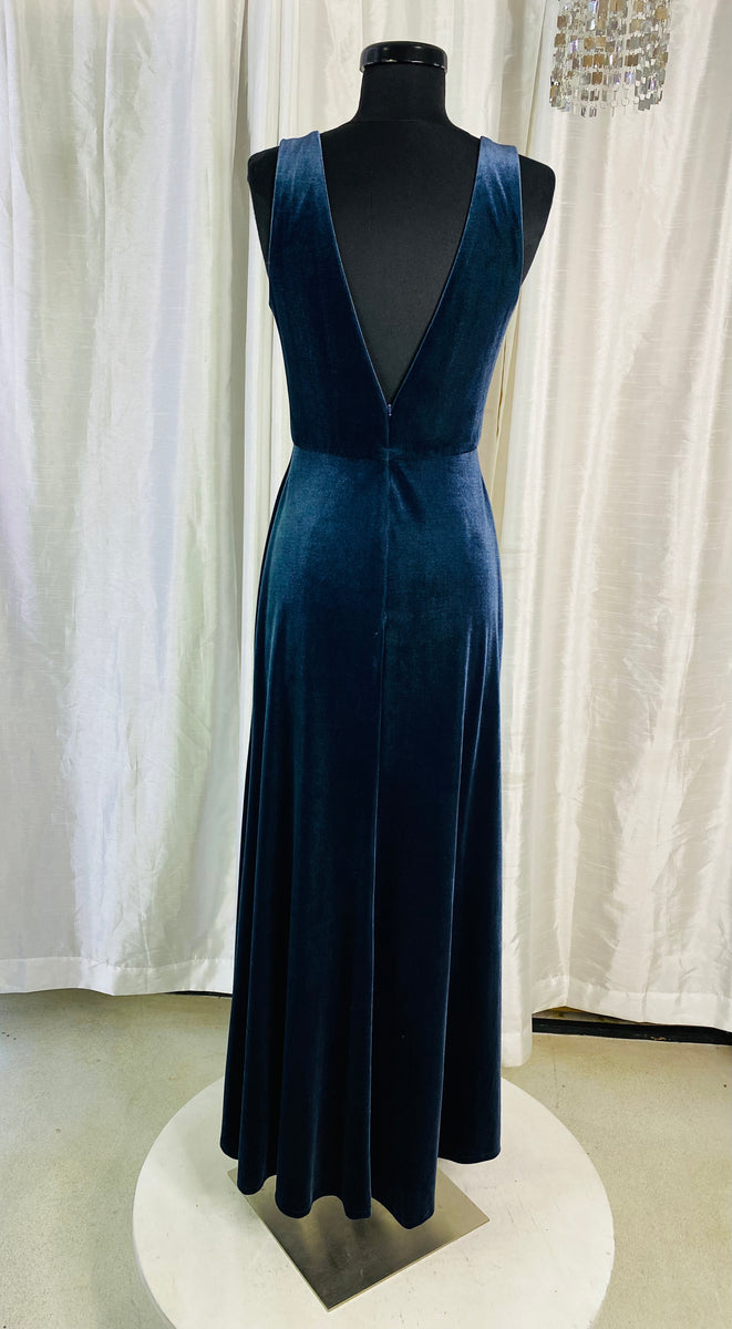 Jenny Yoo Logan Deep-V Velvet Column Gown