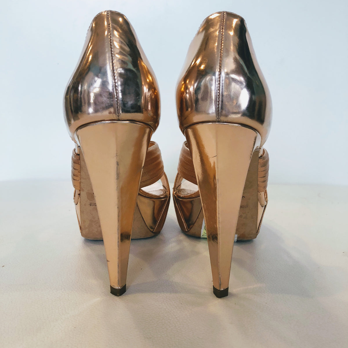 Louis Vuitton Metallic Gold Leather D'orsay Platform Pumps Size