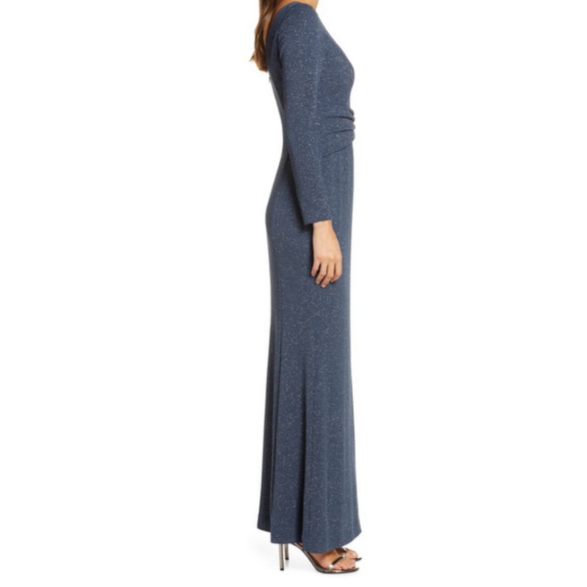 VINCE CAMUTO Long Steel Blue Glitter Long Sleeve Gown Style Exchange Boutique PGH VINCE CAMUTO Long Steel Blue Glitter Long Sleeve Gown Style Exchange Boutique PGH