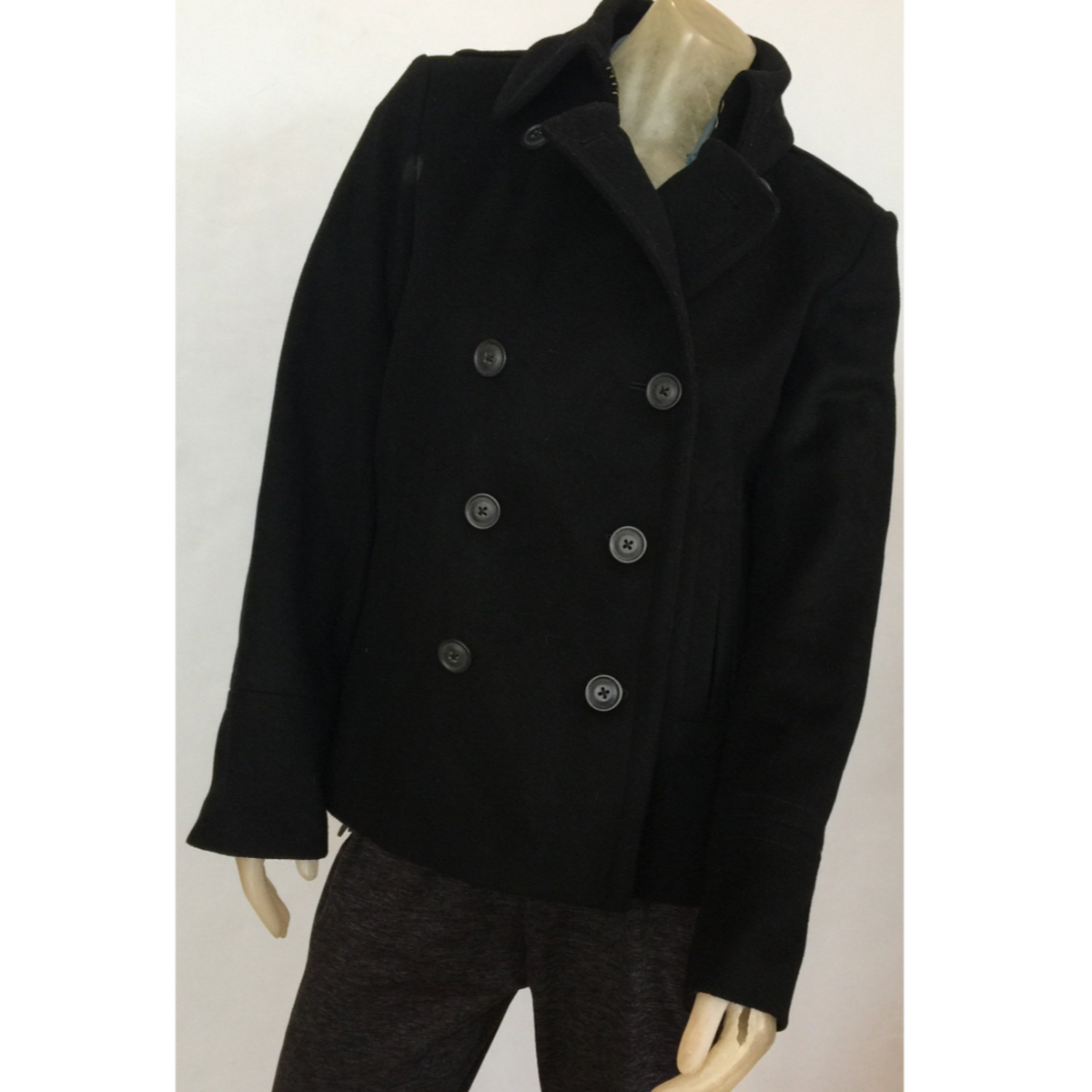 J. CREW Black Short Wool Pea Coat Size L Style Exchange Boutique PGH