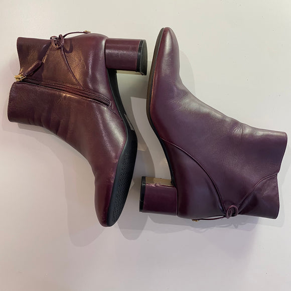 TORY BURCH Laila Leather Purple/Merlot Bootie Size 9.5