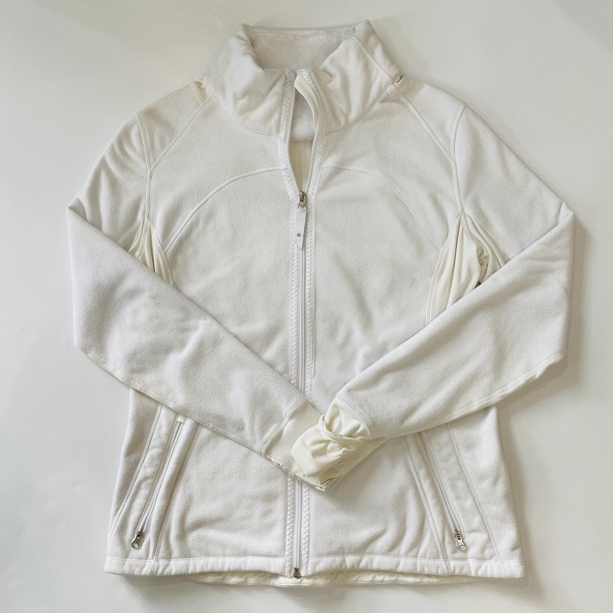 LULULEMON Ivory White Cream Fleece Zip Up Jacket Size 12 Style Exchange Boutique PGH
