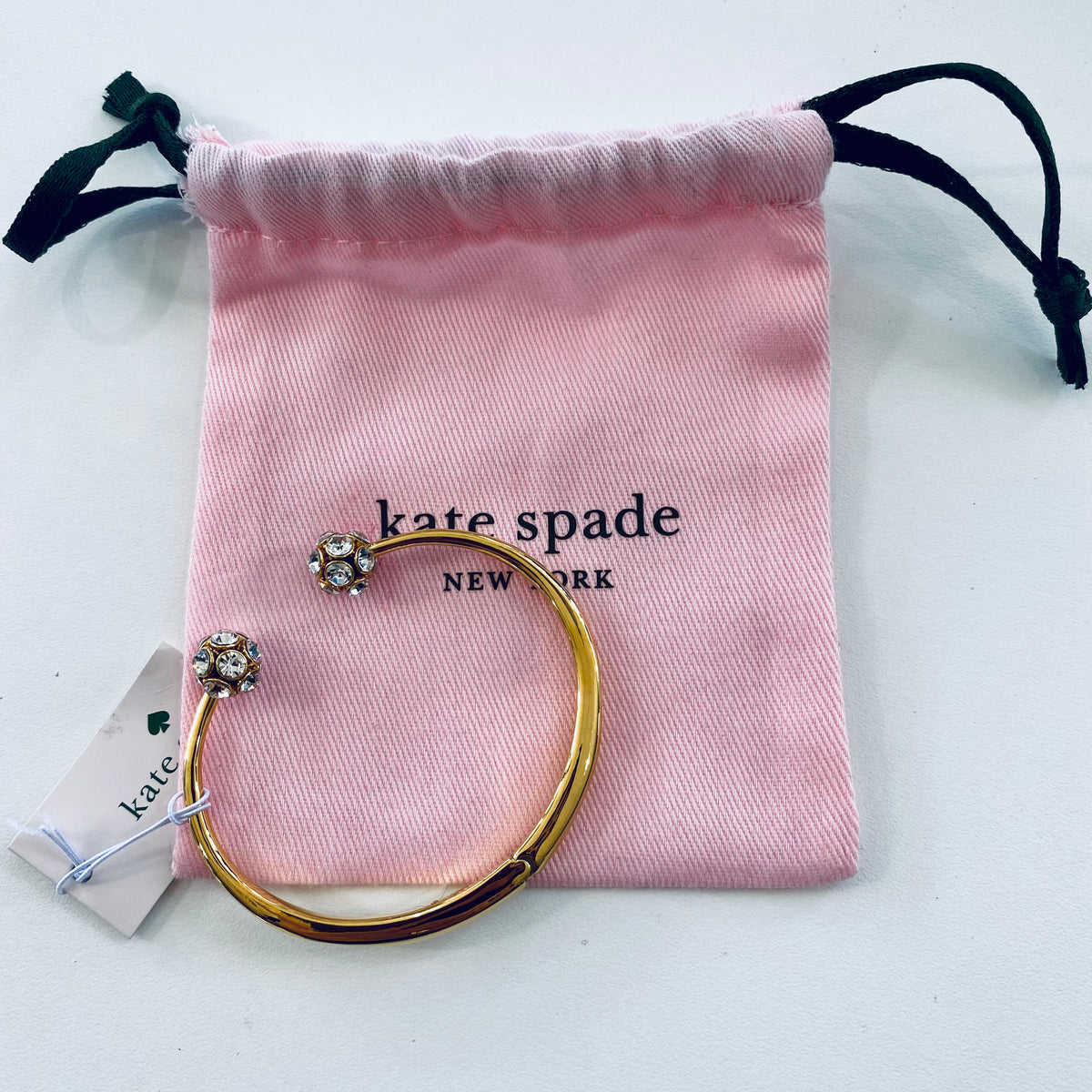 KATE SPADE Gold Tone Hinged Crystal Bracelet NWT Style Exchange