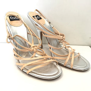 DOLCE & GABBANA Nude And Silver Strappy Heels Size 40