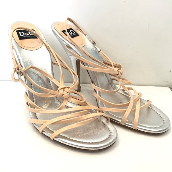 DOLCE & GABBANA Nude And Silver Strappy Heels Size 40