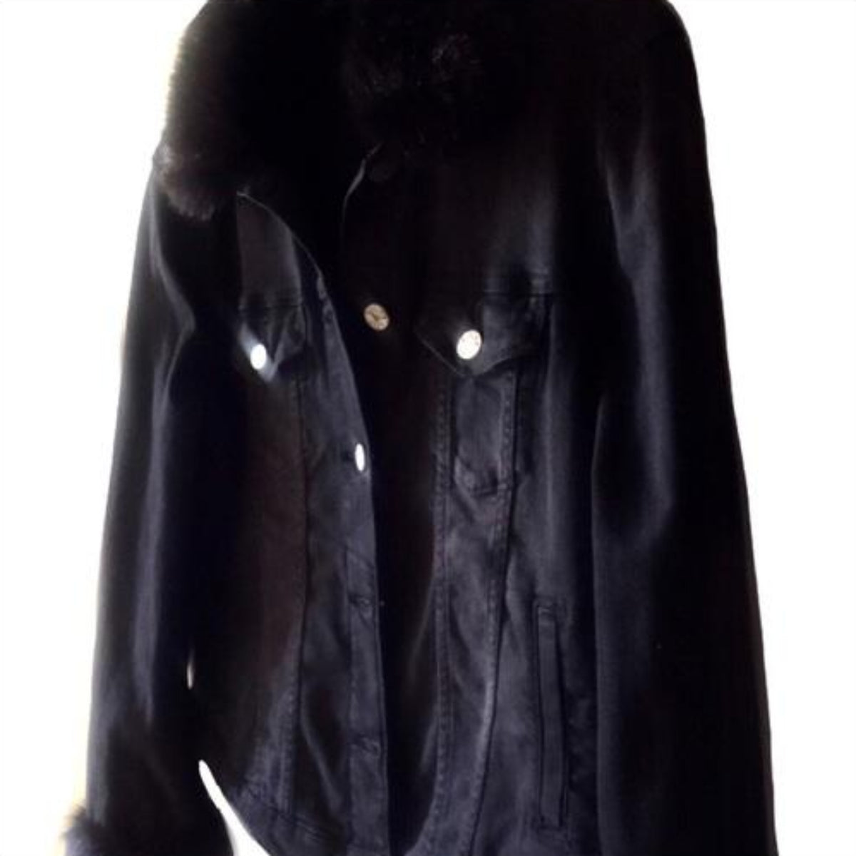 WILLIAM RAST Black Sussex Denim Jacket With Faux-fur Trim 0Size XL