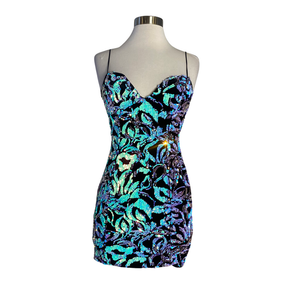 KAYLEE KOLLECTION Short Dress Black Multicolor Size Small