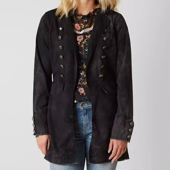 BUCKLE Gimmicks Washed Trench
Jacket Faded Black Size Small