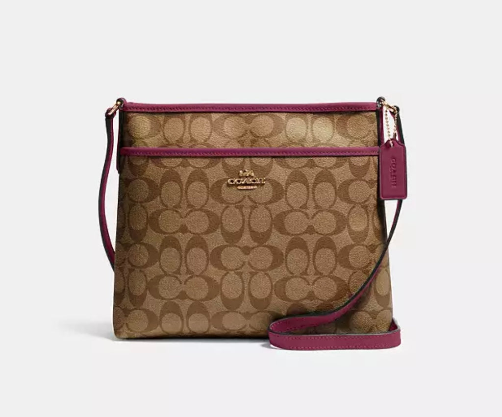 COACH File Crossbody Signature Canvas Brown Plum Style Exchange Boutique PGH