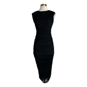 BARlll Ruched Midi Cocktail Dress Black Size XS NWT