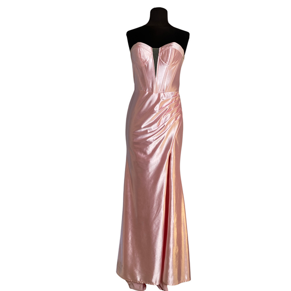 JOVANI Style 37515 Long Satin Gown Light Pink Size 4