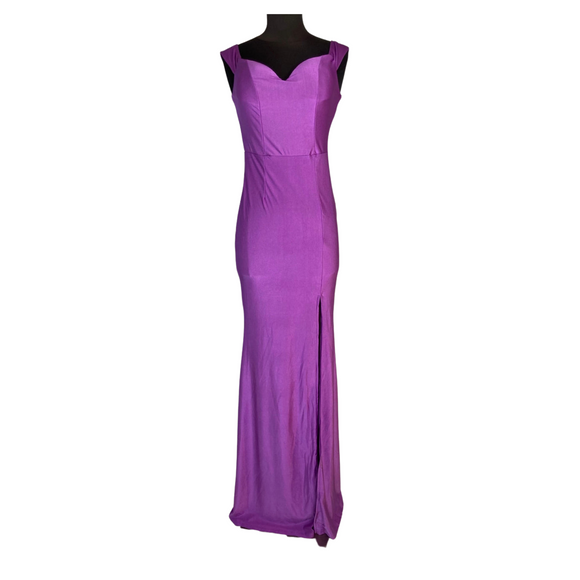 BOUTIQUE Pink Long Satin Gown With Slit Size Small