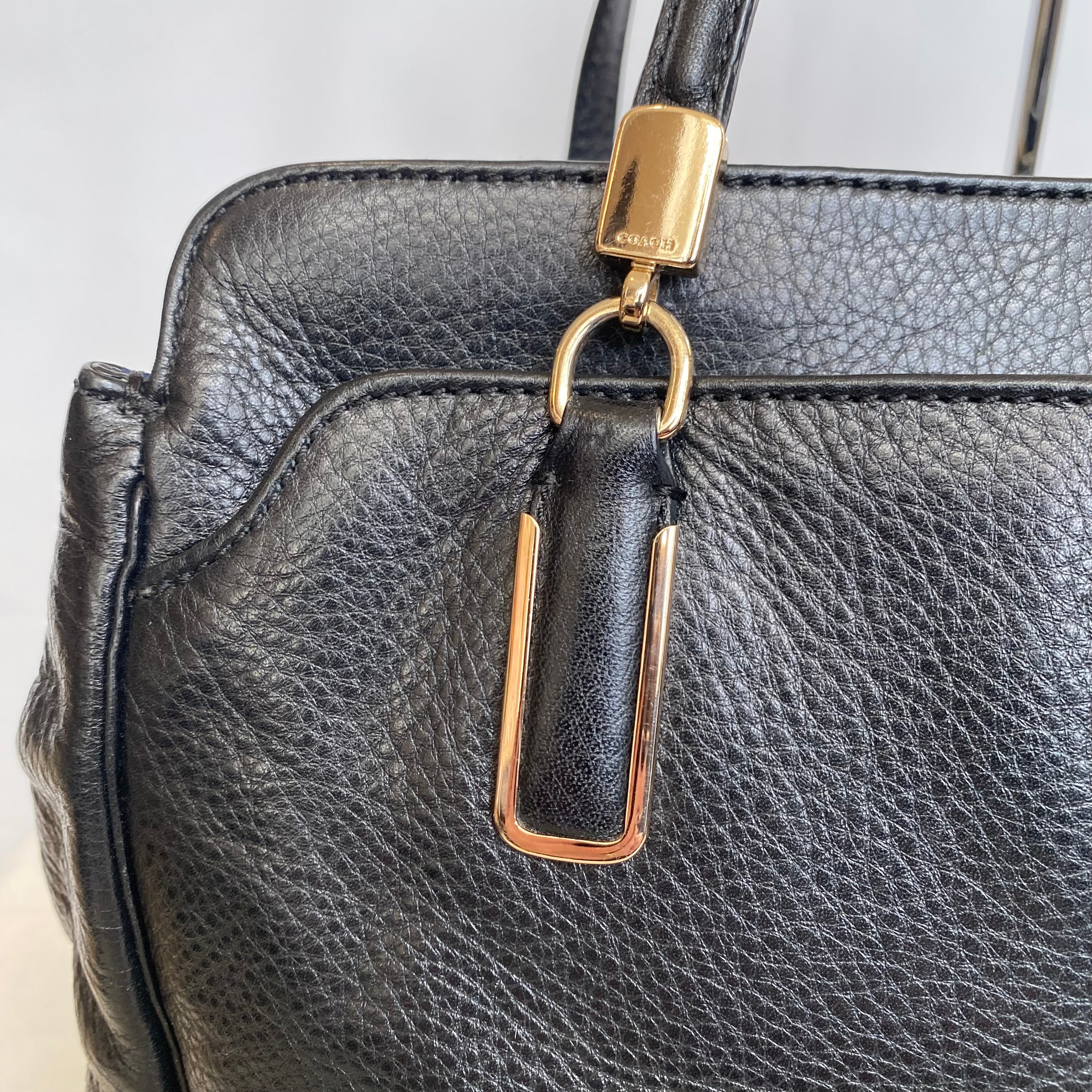 COACH Madison Kimberly CarryAll Pebbled Leather Black Handbag