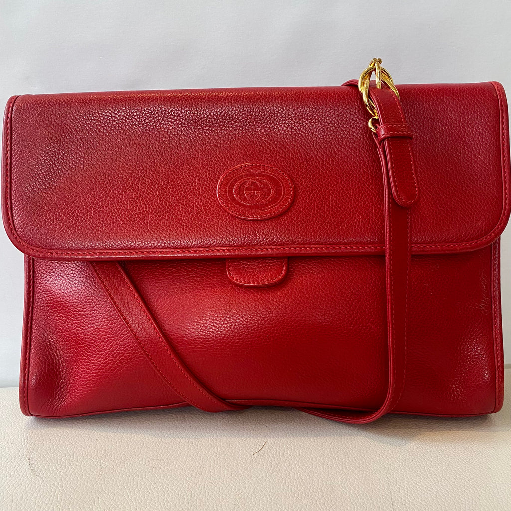 Gucci Vintage Flap Leather Shoulder Bag