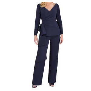 CHRISTINA WU Style 17153 Side Draped Pantsuit Navy Size 18 NWT