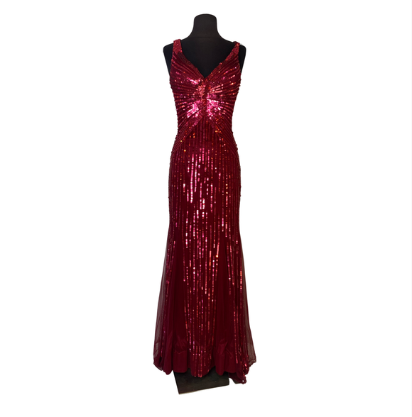 PRIMAVERA Long Sequin Gown Red Size 4