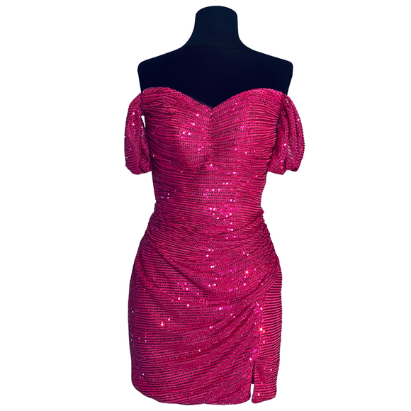 BOUTIQUE Short Sequin Dress Pink Size 0/2 NWOT