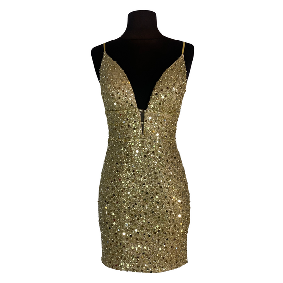 PORTIA AND SCARLETT Style #PS24003 Short Dress Gold Size 2