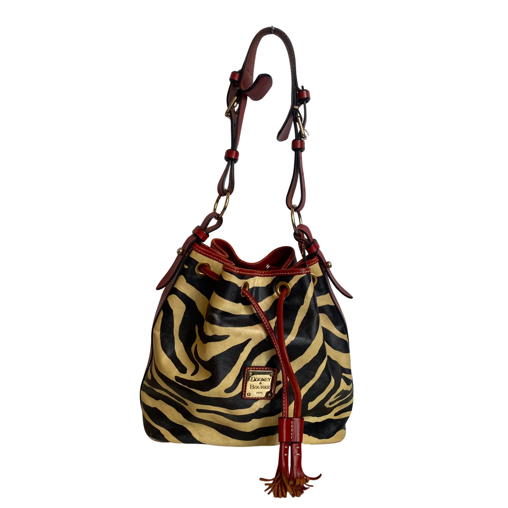 DOONEY & BOURKE Leather Zebra Drawstring Bucket Bag