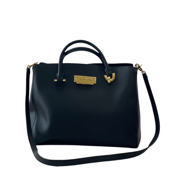 ZAC ZAC POSEN Black Leather Eartha Shoulder Bag