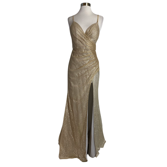 CLARISSE Long Gown Champagne Size 6