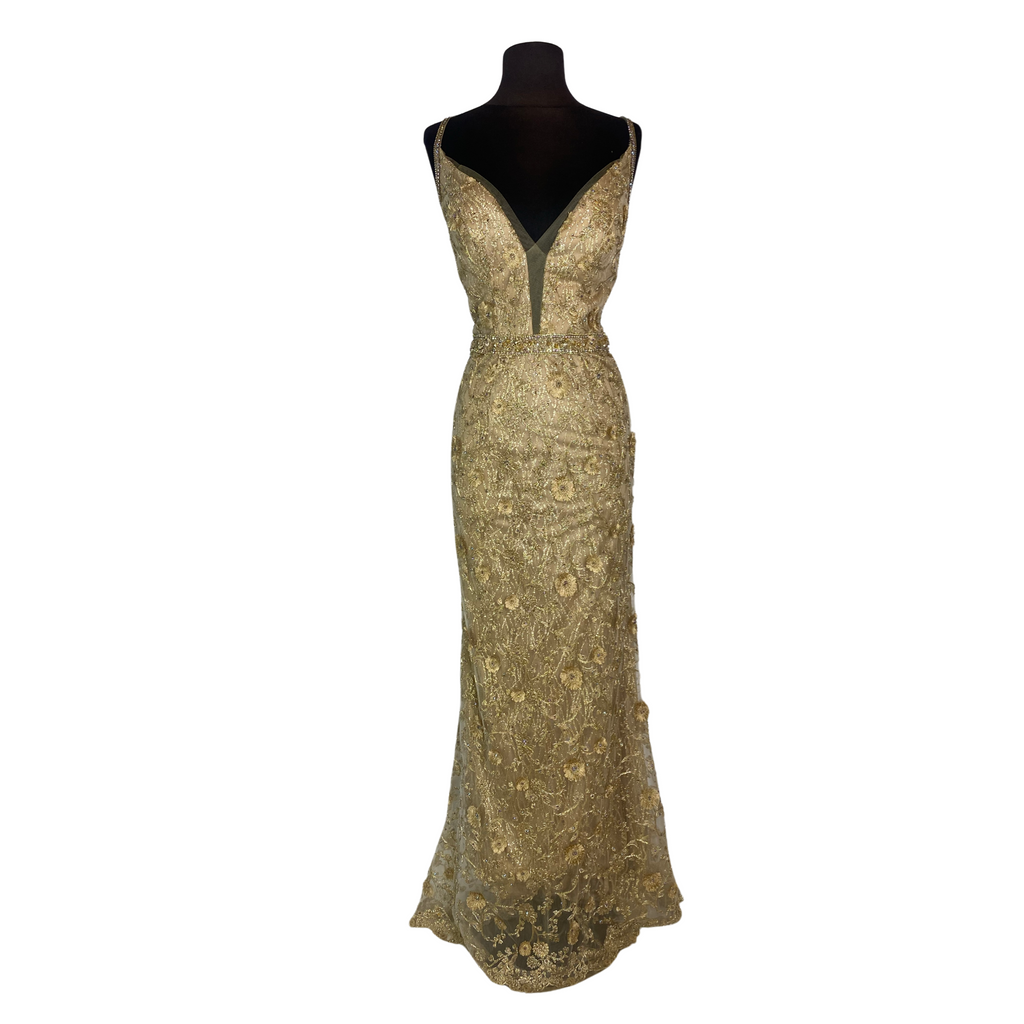 ELLIE WILDE Long Gown Champagne Size 4