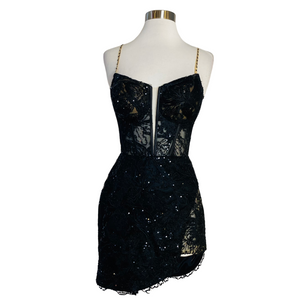 SHERRI HILL Short Corset Cocktail Dress Black Size 4
