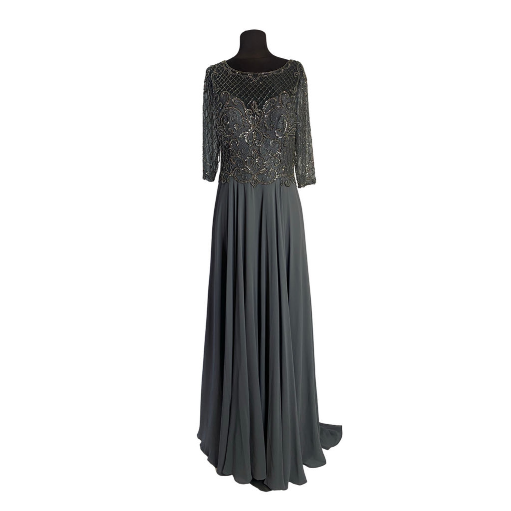 CHRISTINA WU Style 17913 Long Gown Charcoal Size 10 NWT