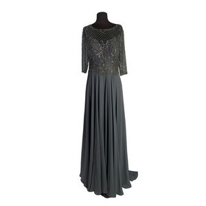 CHRISTINA WU Style 17913 Long Gown Charcoal Size 10 NWT