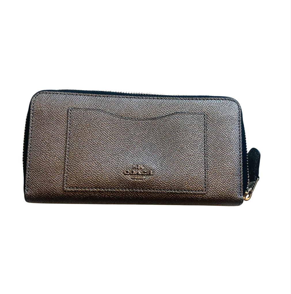 COACH Accordion Zip Around Wallet F21068 Pewter Cross Grain COACH Accordion Zip Around Wallet F21068 Pewter Cross Grain