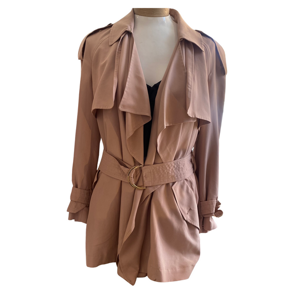 BURBERRY Dusty Pink Silk Short Trench Coat Size 2