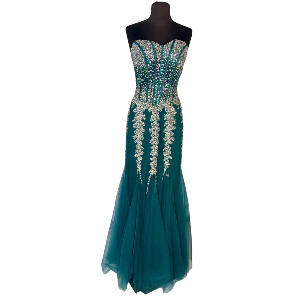 JOVANI Gown Strapless Emerald Green Size 4/6