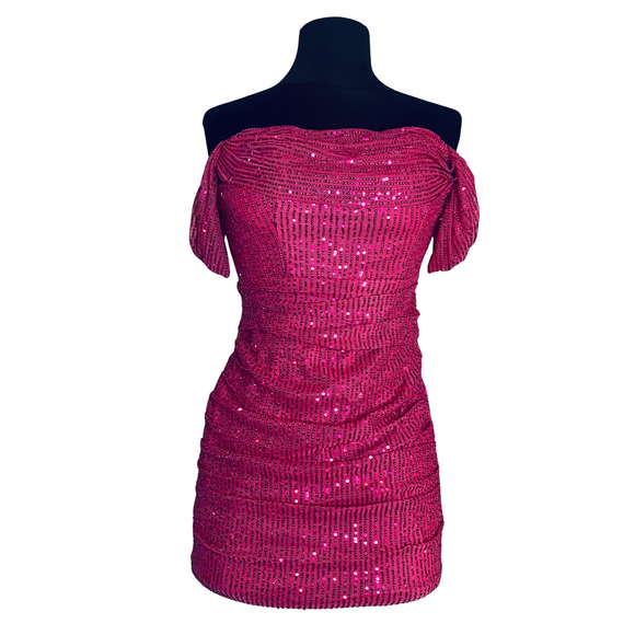 BOUTIQUE Short Off the Shoulder Sequin Dress Size 00 NWOT