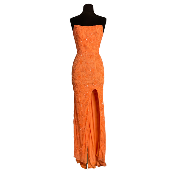 AMARRA Style 94039 Long Beaded Gown Coral Size 000
