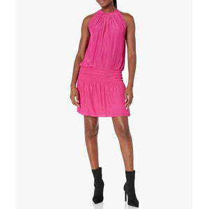 Ramy Brook Paris Sleeveless High Neck Mini Dress Paradise Pink Size Small NWT