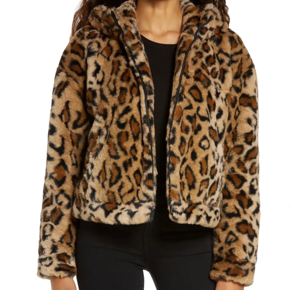 UGG Mandy Faux Fur Hooded Jacket Size Medium