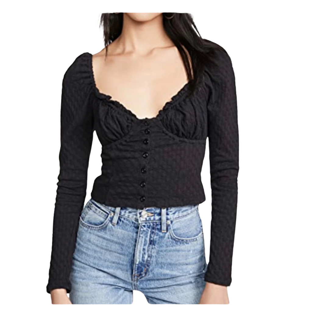 FREE PEOPLE Ladybug Long Sleeve Corset Top Small NWT