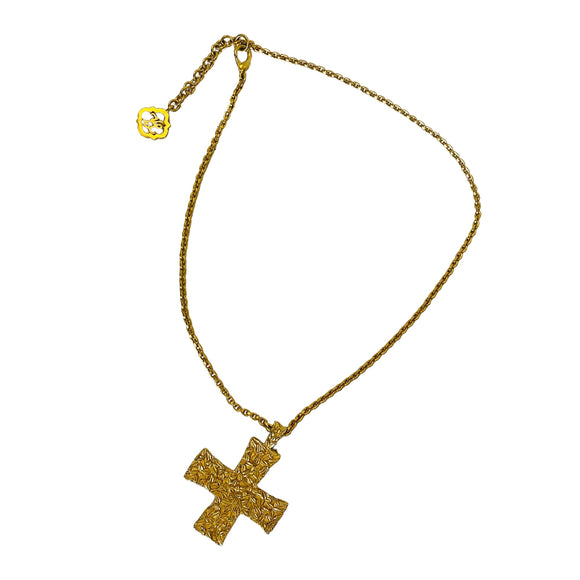 KARL LAGERFELD Vintage Gold Tone Cross Necklace