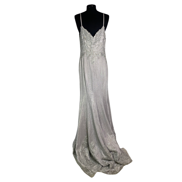 CINDERELLA DIVINE Long Gown Silver Size 10 NWOT