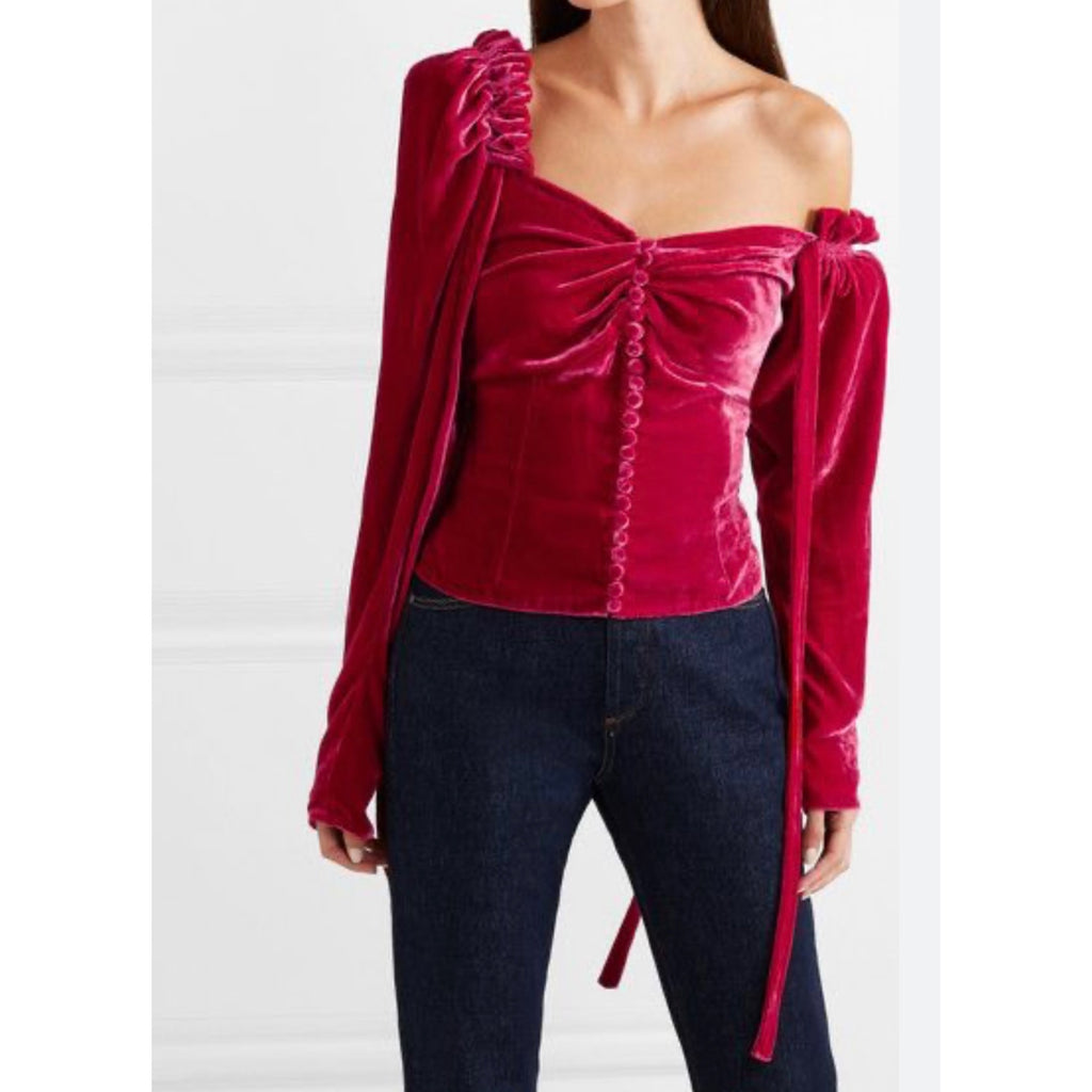 MAGDA BUTRYM Red Velvet Top Size 36 NWT